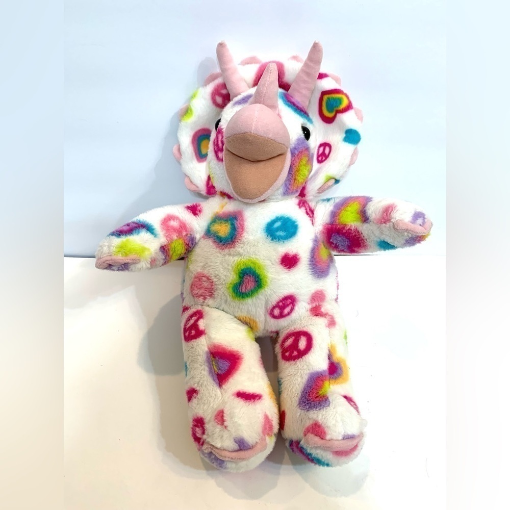 Build A Bear Triceratops Dinosaur Plush Peace Sign BAB Stuffed Animal w/ SOUND